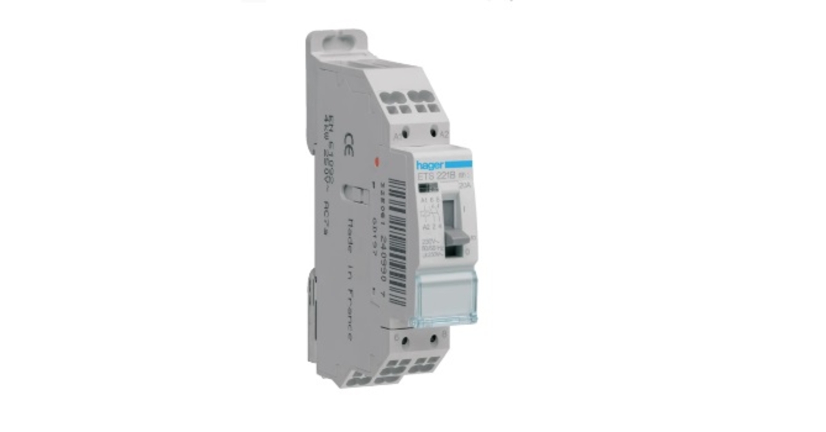 HAGER - Contacteur Jour Nuit - 20A 2F 230V - Ref ETS221B